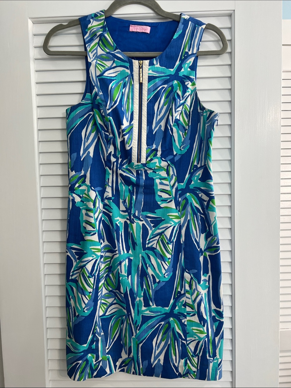 Lilly Pulitzer Blue Green Palm-Print Midi Dress